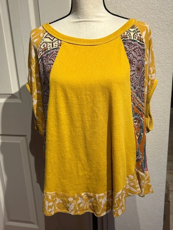 Umgee USA Goldenrod Mixed Print Tunic - Picture 3 of 9